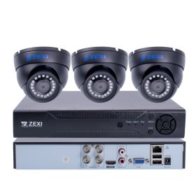   3 darab 5 megapixeles, 2,8 mm-es objektívvel szerelt, fekete színű AHD DOME biztonsági kamerából álló megfigyelőrendszer
