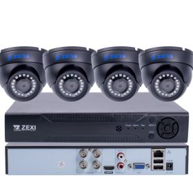   ZEXI 4 Kamerás 2MP 2.8mm /6mm AHD rendszer, kültéri/beltéri fekete DOME kamerával