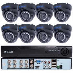   8 darab 5 megapixeles, 2,8 mm-es objektívvel szerelt, fekete színű AHD DOME biztonsági kamerából álló megfigyelőrendszer