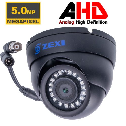 8 darab 5 megapixeles, 2,8 mm-es objektívvel szerelt, fekete színű AHD DOME biztonsági kamerából álló megfigyelőrendszer