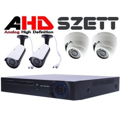   4 Kamerás FULL HD AHD mix biztonsági kamerarendszer, 2 dome + 2 cső kamera kültéri/beltéri