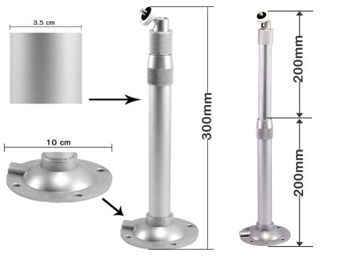 Univerzális 20-40 cm-es KAMERA/PROJEKTOR mennyezeti, forgó, fali tartó konzol alumínium ötvözetű 5KG-IG