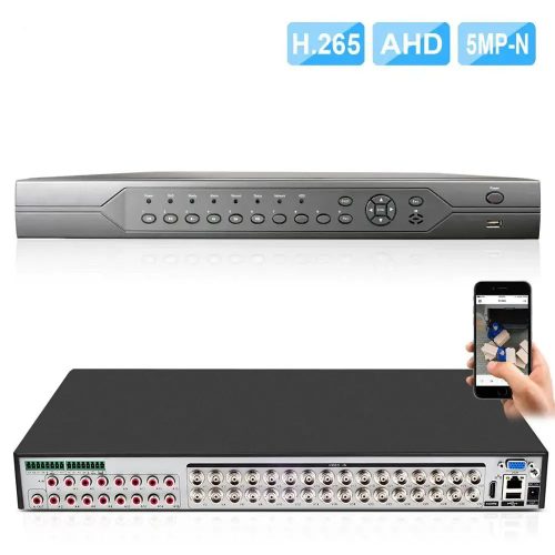 32CH 5MP-N digitális videórögzítő Xmeye APP, H.265 hibrid XVI/AHD/TVI/CVI/CVBS/IP DVR felvevő