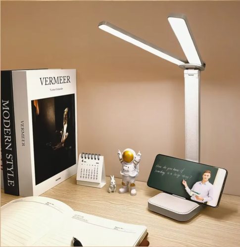 Állítható fényerejű érintőképernyős LED lámpa, USB-n újratölthető, szemvédelemmel, összecsukható asztali
