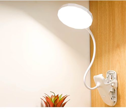 Csipeszes LED-es asztali lámpa, USB-s újratölthető asztali lámpa, éjjeli olvasólámpa, érintésvezérlés, 3 fényerő-szabályozási mód, szemvédelem
