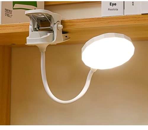 Csipeszes LED-es asztali lámpa, USB-s újratölthető asztali lámpa, éjjeli olvasólámpa, érintésvezérlés, 3 fényerő-szabályozási mód, szemvédelem