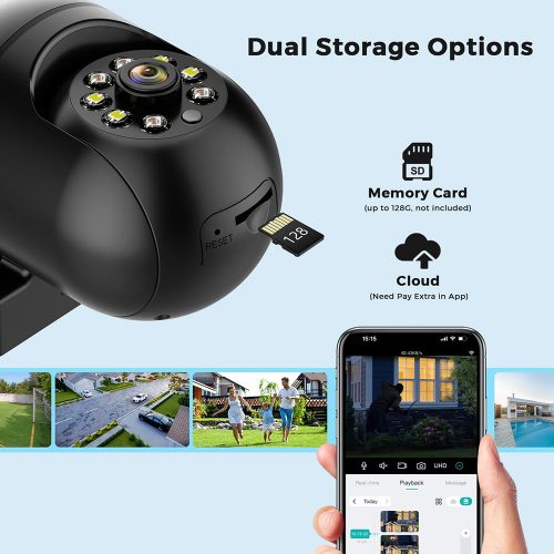 2MP HD fekete WiFi PTZ IP kamera kültéri otthoni biztonsági kamera automatikus követés iCsee APP