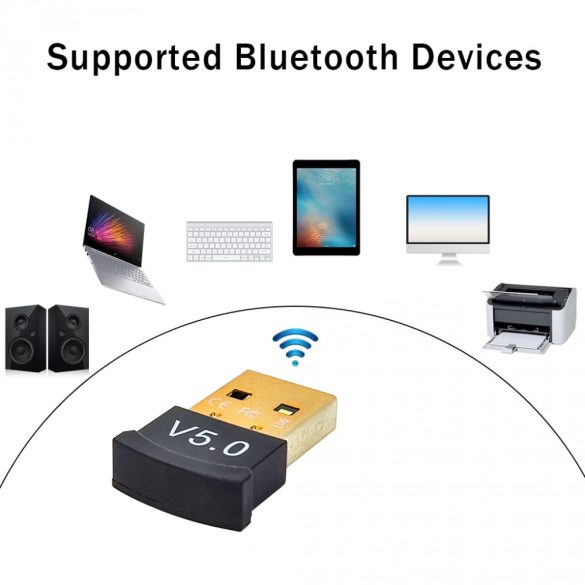 Bluetooth 5.0 USB adapter, V 5.0 protokoll, vezeték nélküli audio adó-vevő hardverkulcs, számítógép hangszóróhoz