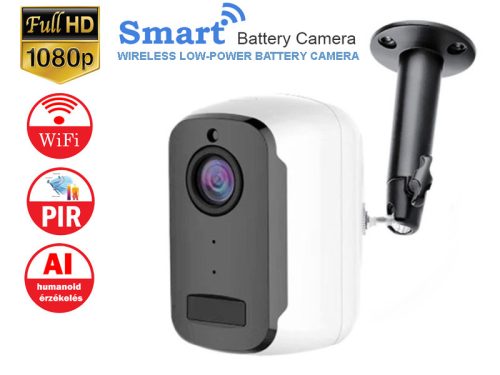 100% VEZETÉK NÉLKÜLI, NAPELEMES, AKKUMULÁTOROS, WIFI-S, IP SMART KAMERA 1080P, AI, IR,  VÍZÁLLÓ