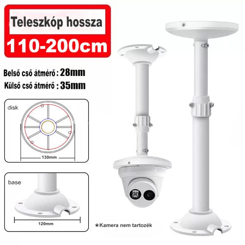 Alumínium teleszkópos mennyezeti DOME kameratartó 110-200 cm