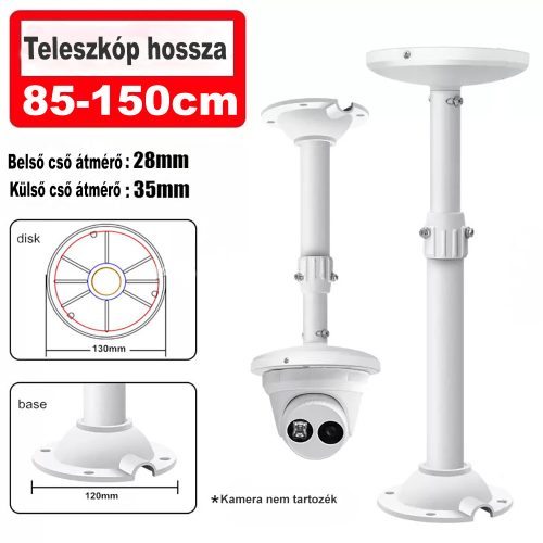 Alumínium teleszkópos mennyezeti DOME kameratartó 85-150cm