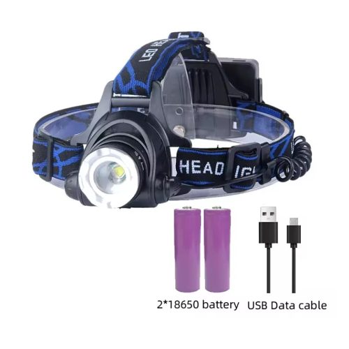 USB újratölthető fejlámpa 3 üzemmódú, zoomolható fényszóró LED zseblámpa vízálló fejű villanólámpa zseblámpa horgászat vadászat