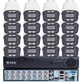   16 kamerás 5MP 2.8mm AHD KÜLTÉRRI / BELTÉRI fémházas biztonsági kamera rendszer, OSD menüvel, 30m IR