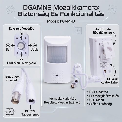 2 megapixeles 1080P HD 4 az 1-ben mozgásérzékelőben rejtett kamera 3,7 mm-es IR-rel, AHD, CVI, TVI, CVBS és analóg támogatással