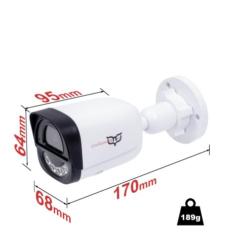 3 megapixeles, 2.8 mm-es objektívvel szerelt IP-alapú PoE BULLET, kültéri és beltéri használatra, színes éjszakai látással, mikrofonnal