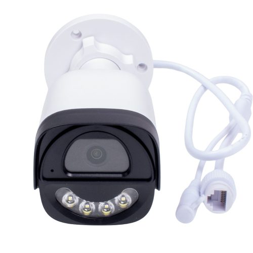 3 megapixeles, 2.8 mm-es objektívvel szerelt IP-alapú PoE BULLET, kültéri és beltéri használatra, színes éjszakai látással, mikrofonnal
