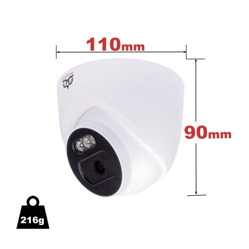 3 megapixeles, 2.8 mm-es objektívvel szerelt IP-alapú PoE Turret, beltéri használatra, színes éjszakai látással, mikrofonnal