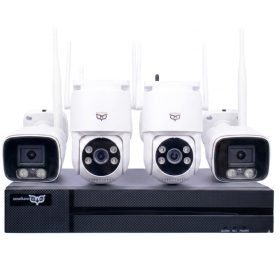   Oowlkam 5MP WiFi IP Kameraszett – 2 PTZ + 2 Fix Kültéri/Beltéri Kamera, kétirányú hanggal, hibrid színes éjjellátással