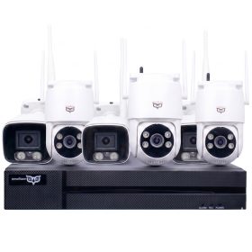   Oowlkam 5MP WiFi IP Kameraszett – 3 PTZ + 3 Fix Kültéri/Beltéri Kamera, kétirányú hanggal, hibrid színes éjjellátással