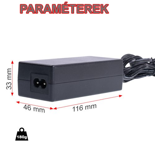AC/DC 12V⎓5A 60W asztali hálózati-adapter, 5,5x2,1mm Jack dugó, biztonsági kamerákra, LED szalagra 