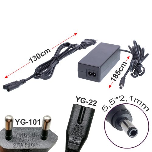 AC/DC 12V⎓5A 60W asztali hálózati-adapter, 5,5x2,1mm Jack dugó, biztonsági kamerákra, LED szalagra 