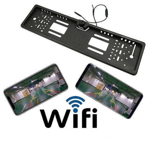 WIFI-s Vezeték nélküli európai rendszámtábla-keretkamera 170 fokos autós tolatókamera parkoló és tolatókamera