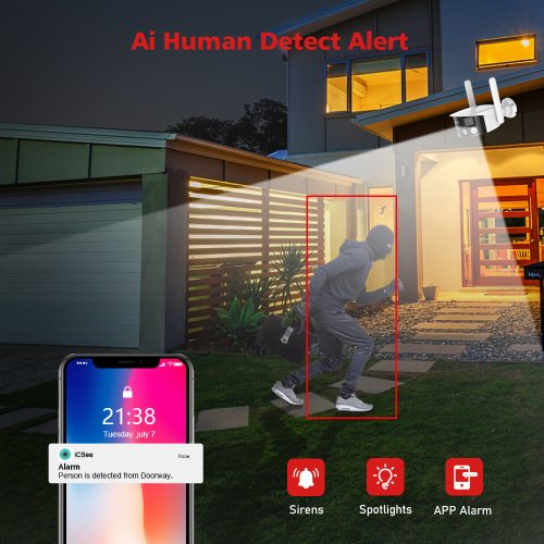  HD 4MP 180°-os kétlencsés ultraszéles látószögű WiFI biztonsági kamera