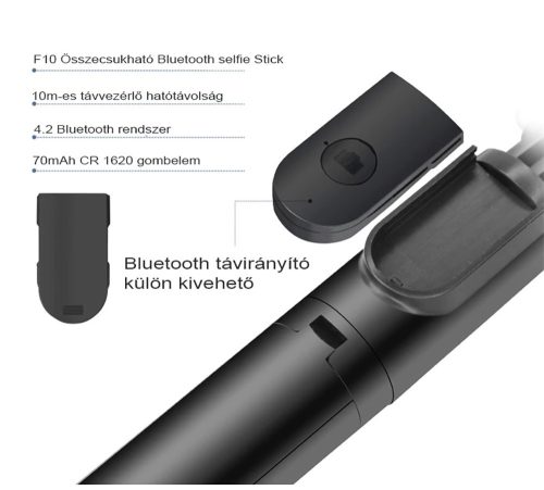 Vezeték nélküli többfunkciós szelfi bot, Bluetooth, távirányító, 3 az 1-ben, összecsukható állvánnyal, univerzális, okostelefonhoz