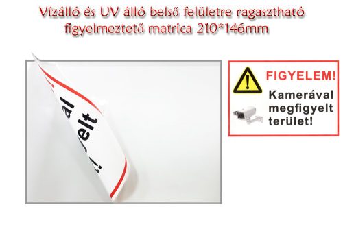 Kamerával megfigyelt terület matrica belső felületre ragasztható