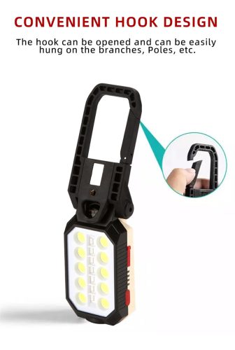 Hordozható multifunkciós újratölthető COB LED munkalámpa, reflektor, zseblámpa, mágneses, vészvillogó