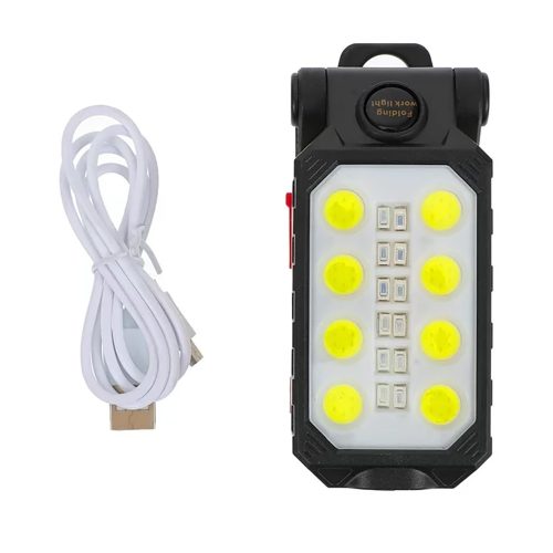 Hordozható multifunkciós újratölthető COB LED munkalámpa, reflektor, zseblámpa, mágneses, vészvillogó