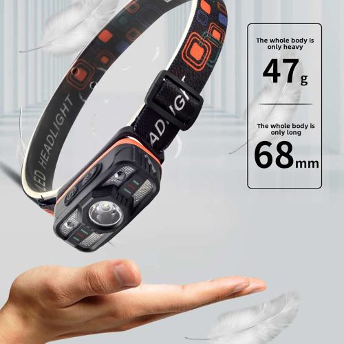 Hordozható indukciós fejlámpa 6 fénymóddal, USB töltő, hullám-érzékelővel, otthoni használatra, könnyű kialakítású vészvilágításhoz