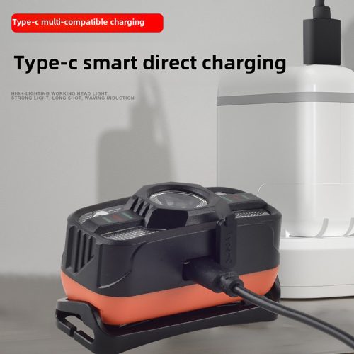 Hordozható indukciós fejlámpa 6 fénymóddal, USB töltő, hullám-érzékelővel, otthoni használatra, könnyű kialakítású vészvilágításhoz