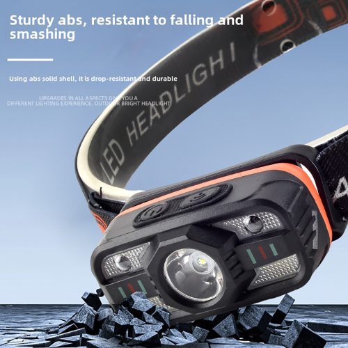 Hordozható indukciós fejlámpa 6 fénymóddal, USB töltő, hullám-érzékelővel, otthoni használatra, könnyű kialakítású vészvilágításhoz