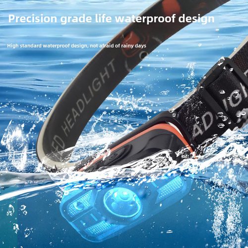 Hordozható indukciós fejlámpa 6 fénymóddal, USB töltő, hullám-érzékelővel, otthoni használatra, könnyű kialakítású vészvilágításhoz