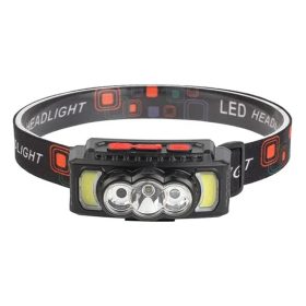   Szenzoros fejlámpa 4 üzemmódú, C típusú USB újratölthető fejlámpa, XPE LED piros fényű, COB kültéri horgászfejlámpa, vízálló fejlámpa