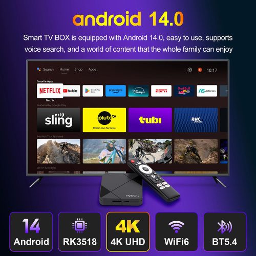 H96MAX TV Box 2GB RAM 16GB ROM Android 14 RK3518 Chip Core BT 4+ Támogatja a 4K videó dekódolást 