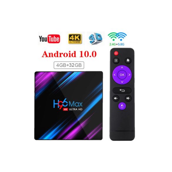 H96 MAX TV okosító 4K Android HD TV BOX 3D kétsavós 2.4G / 5G WiFi, 4+32G