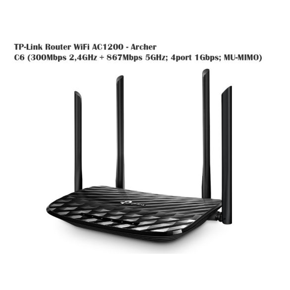 TP-Link Router WiFi AC1200 - Archer C6 (300Mbps 2,4GHz + 867Mbps 5GHz; 4port 1Gbps; MU-MIMO)