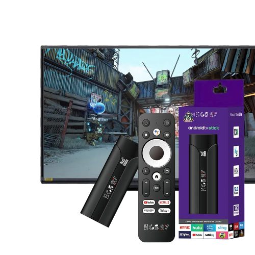 KIFUTÓ TERMÉK HCS97 Amlogic TV stick 8k dekodolás, 2gb RAM, 16gb tárhely Android 14, Bluetooth v4.0+, mikrofonos távirányító, hordozható médialejátszó TV stick, 1080P-60Hz