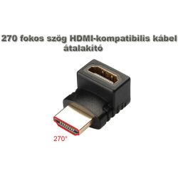   270 fokos HDMI derékszögű adapter kábel átalakító, HDMI aljzat - HDMI dugó 