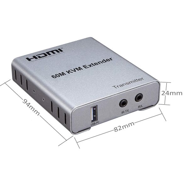 HDMI KVM Extender 1080P egyetlen CAT5/6-os, audio kábellel akár 60 m-ig, támogatja az USB-billentyűzet egeret és az infravörös vezérlést