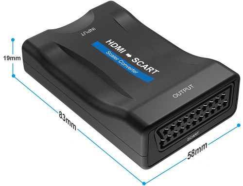 HDMI – SCART átalakító adapter, digitális 1080P HDMI video- és audiojel átalakítása analóg SCART CVBS jellé