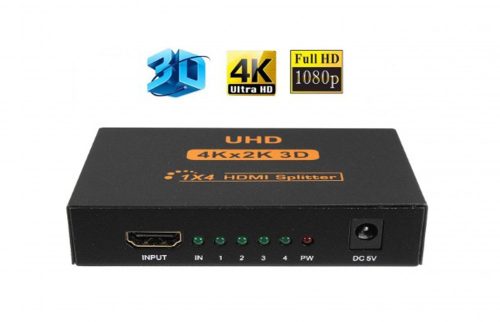 4K Aktív HDMI  elosztó 1be 4 kimenet FULL HD/UHD/4K