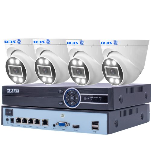 4 Kamerás 4 MP rendszer beltéri Dome IP, POE, AI, Mikrofonos, színesen éjszakai látás