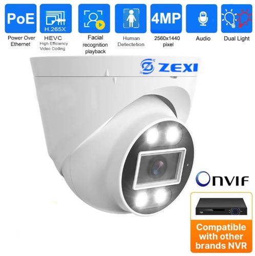 4 Kamerás 4 MP rendszer beltéri Dome IP, POE, AI, Mikrofonos, színesen éjszakai látás
