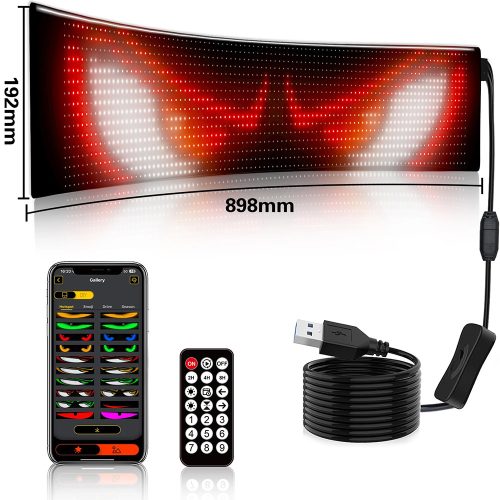 16*96PLUS rugalmas programozható USB 5V RGB minta animáció szöveg görgetőpanel távirányító reklám LED mátrix , 19X89cm