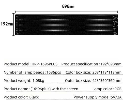 16*96PLUS rugalmas programozható USB 5V RGB minta animáció szöveg görgetőpanel távirányító reklám LED mátrix , 19X89cm
