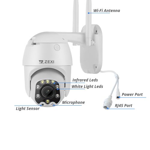 2MP 2.8mm WiFi-s AI inteligens forgatható biztonsági kamera 