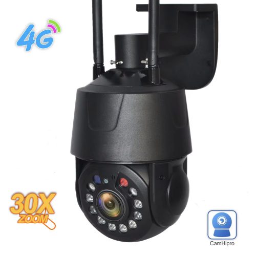 4G SIM kártyás 5MP 30X optikai zoom, AI követés, 150M IR távolság, fém PTZ biztonsági  kültéri kamera